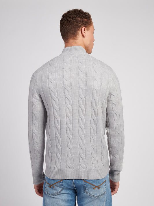 Mens Cable Knit Funnel in Vintage Grey Heather