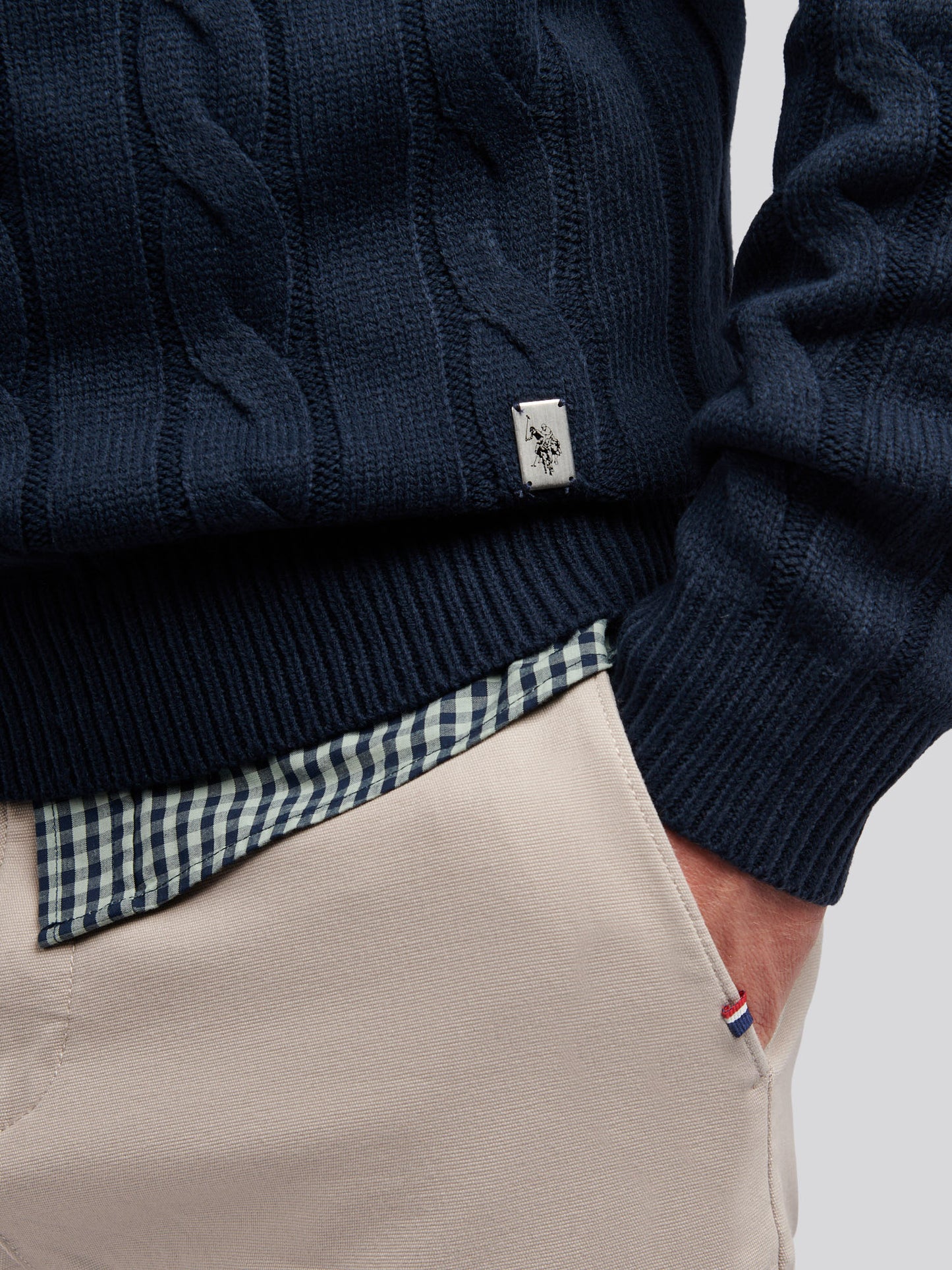 Mens Cable Knit Funnel in Dark Sapphire Navy