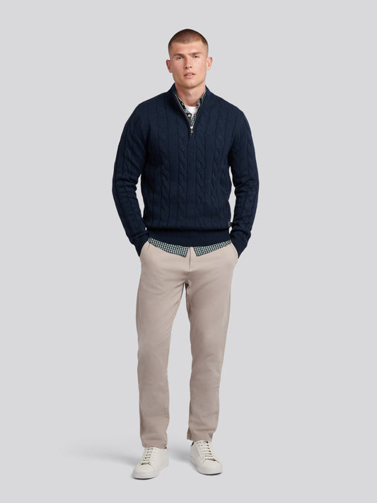 Mens Cable Knit Funnel in Dark Sapphire Navy