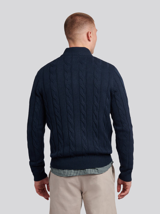 Mens Cable Knit Funnel in Dark Sapphire Navy