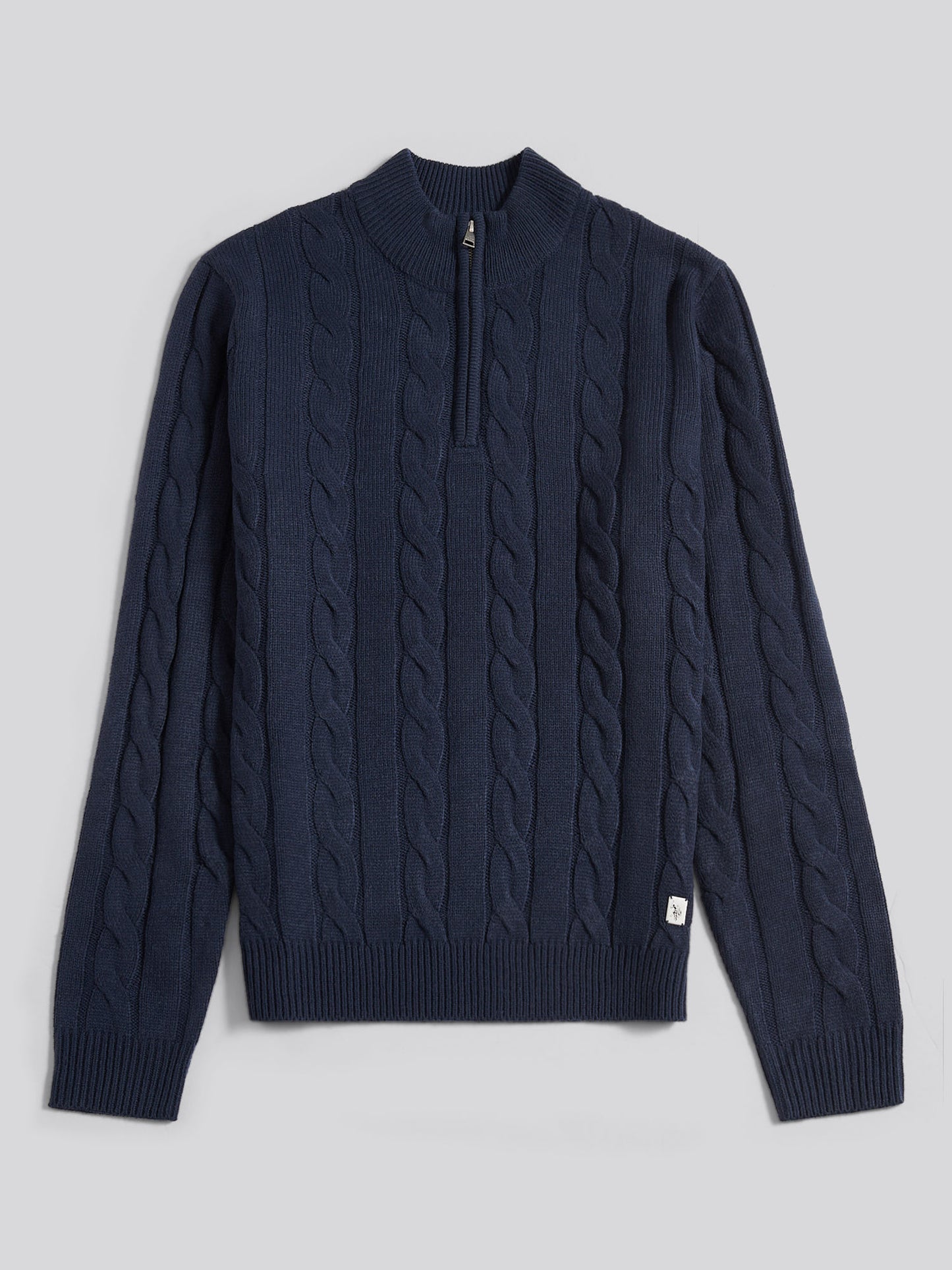 Mens Cable Knit Funnel in Dark Sapphire Navy