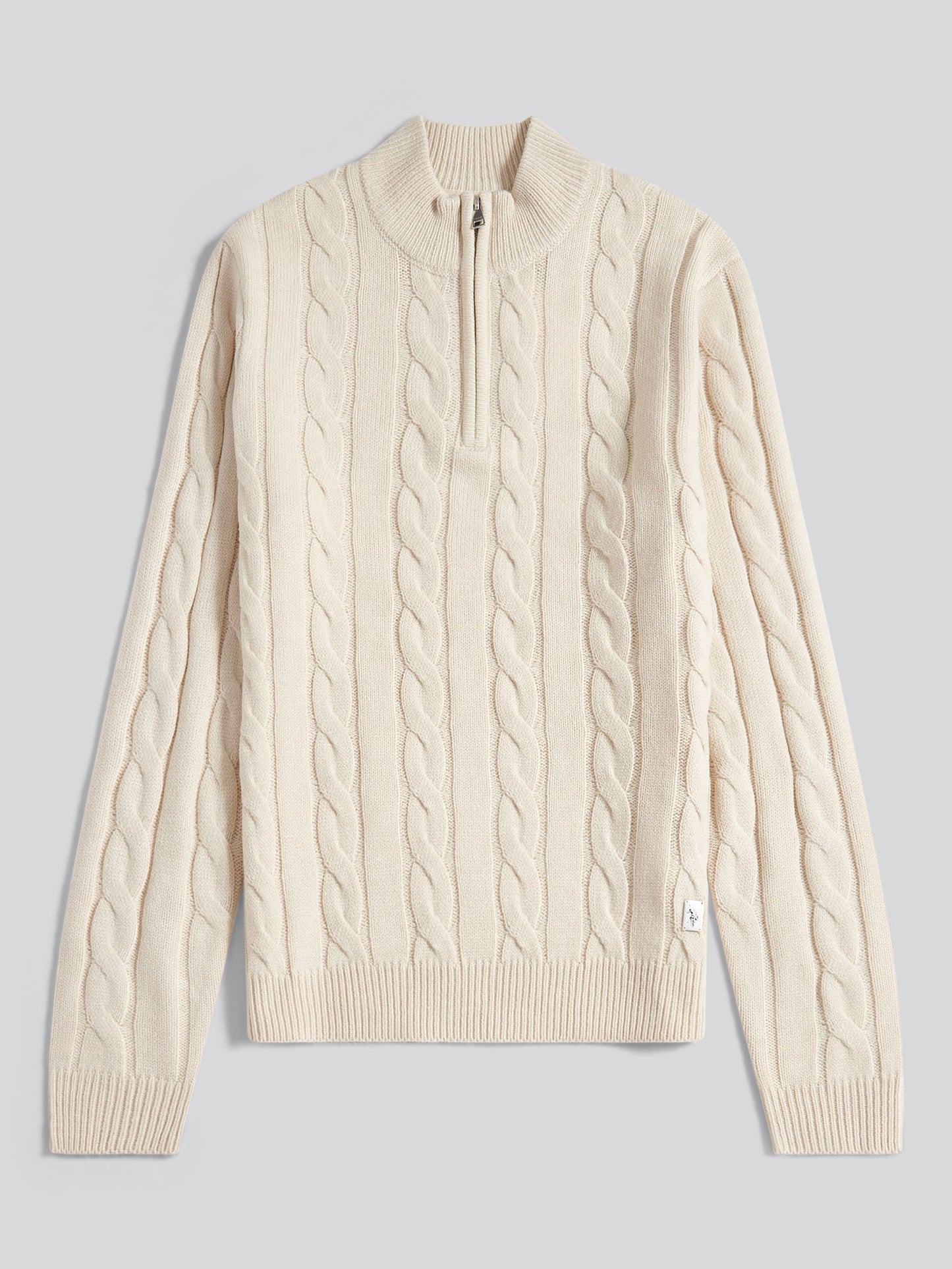 Mens Cable Knit Funnel in Birch Marl
