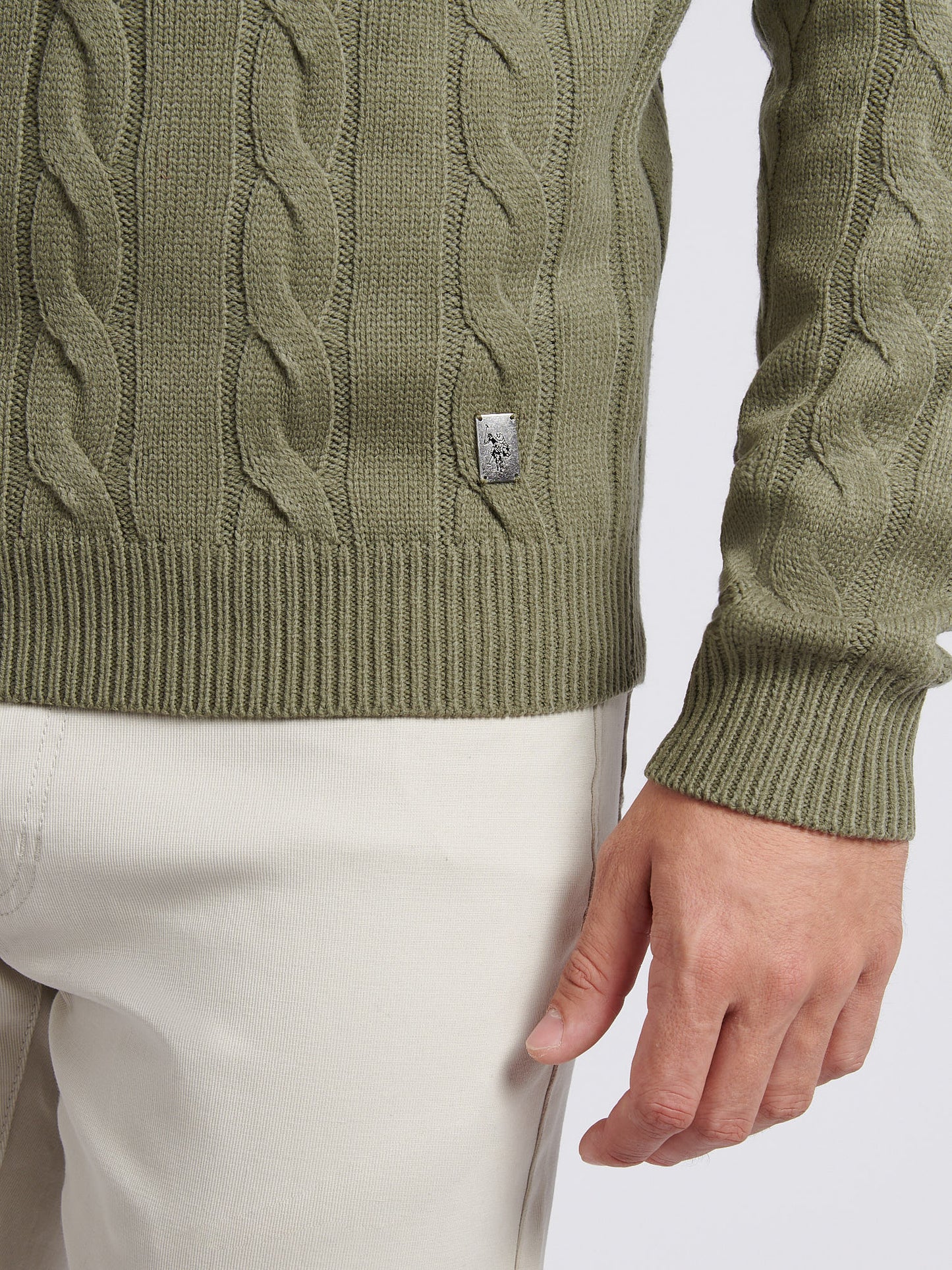 Mens Cable Knit Funnel in Mulled Basil