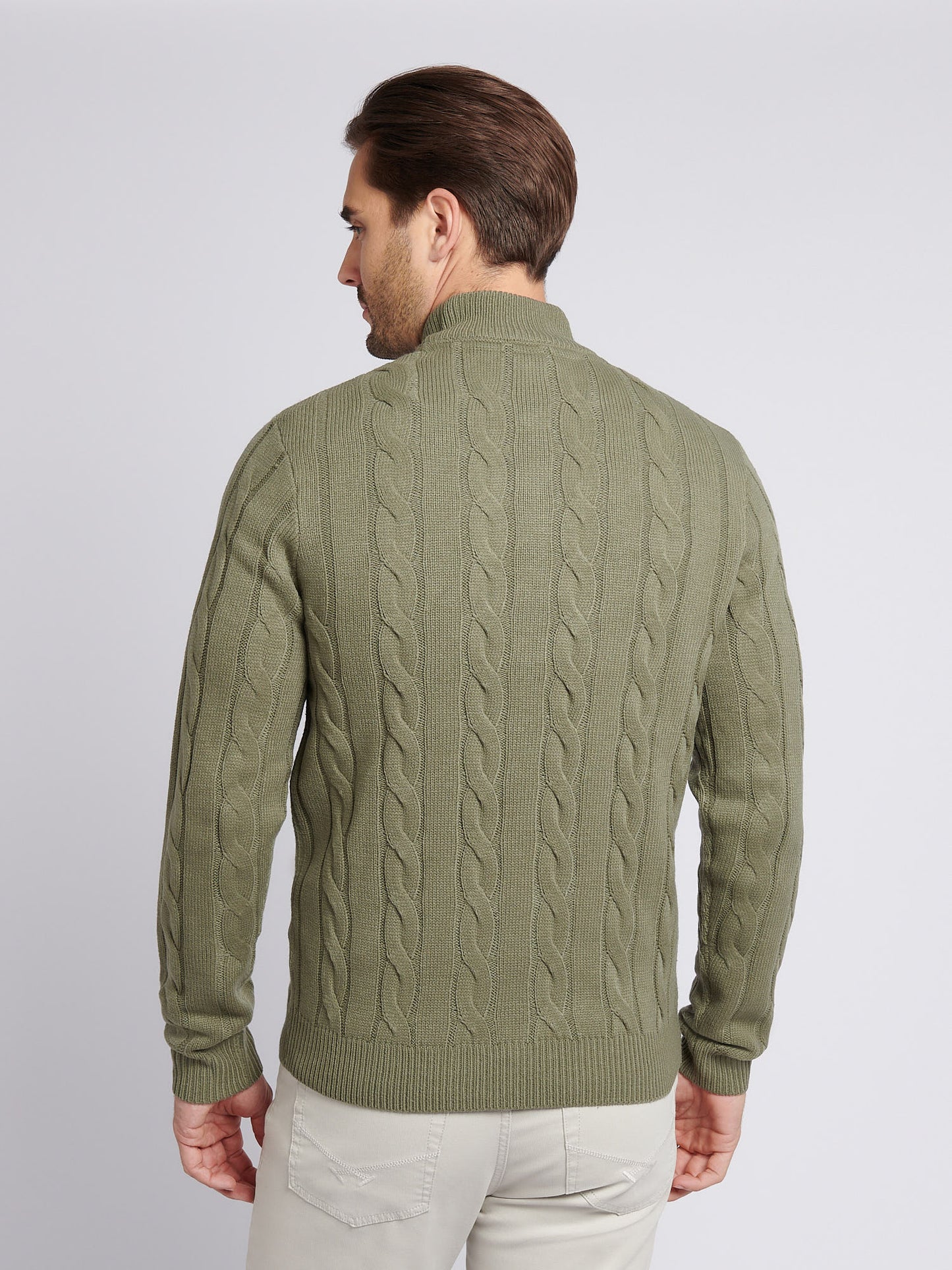 Mens Cable Knit Funnel in Mulled Basil