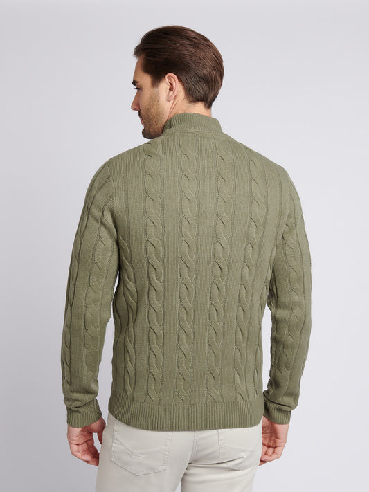 Mens Cable Knit Funnel in Mulled Basil