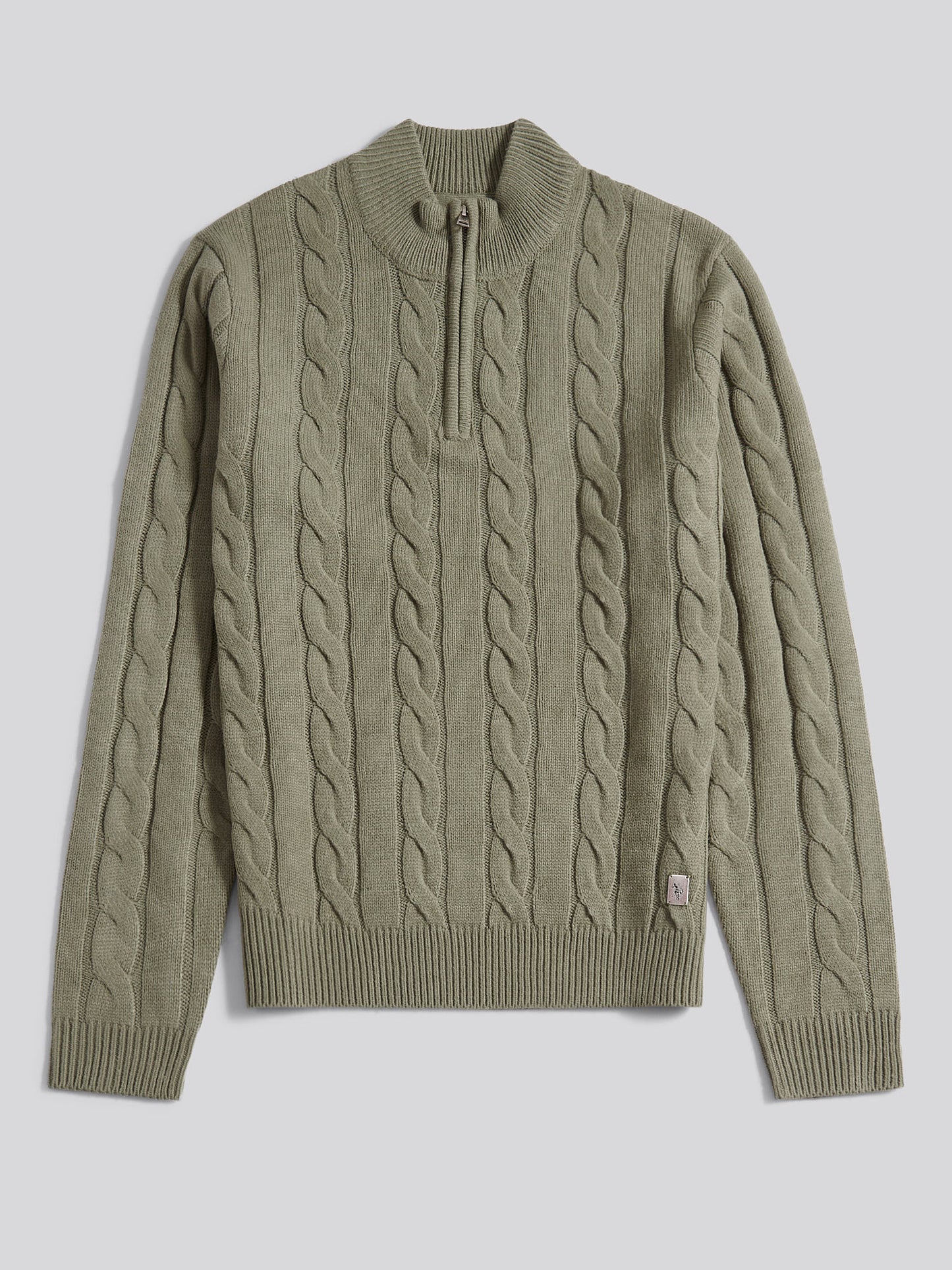 Mens Cable Knit Funnel in Mulled Basil