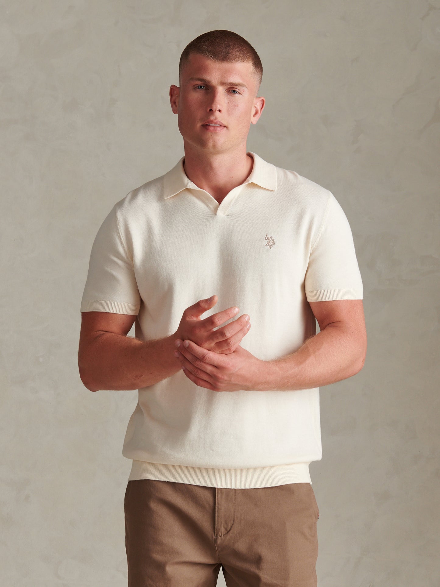 Mens Combed Cotton Double Horsemen Revere Polo Shirt Whisper White