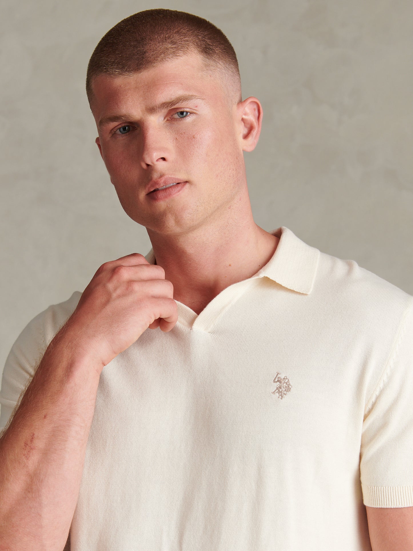 Mens Combed Cotton Double Horsemen Revere Polo Shirt Whisper White