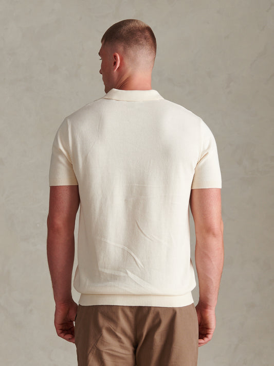 Mens Combed Cotton Double Horsemen Revere Polo Shirt Whisper White