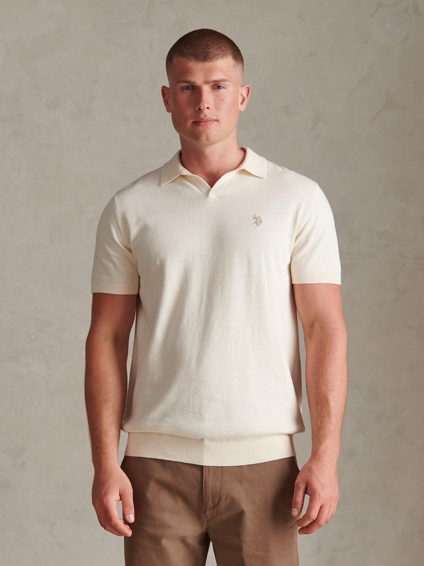 Mens Combed Cotton Double Horsemen Revere Polo Shirt Whisper White