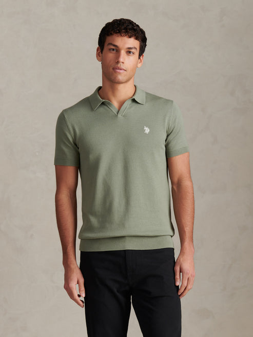 Mens Tipped Open Knit Polo Shirt Sea Spray – U.S. Polo Assn. UK