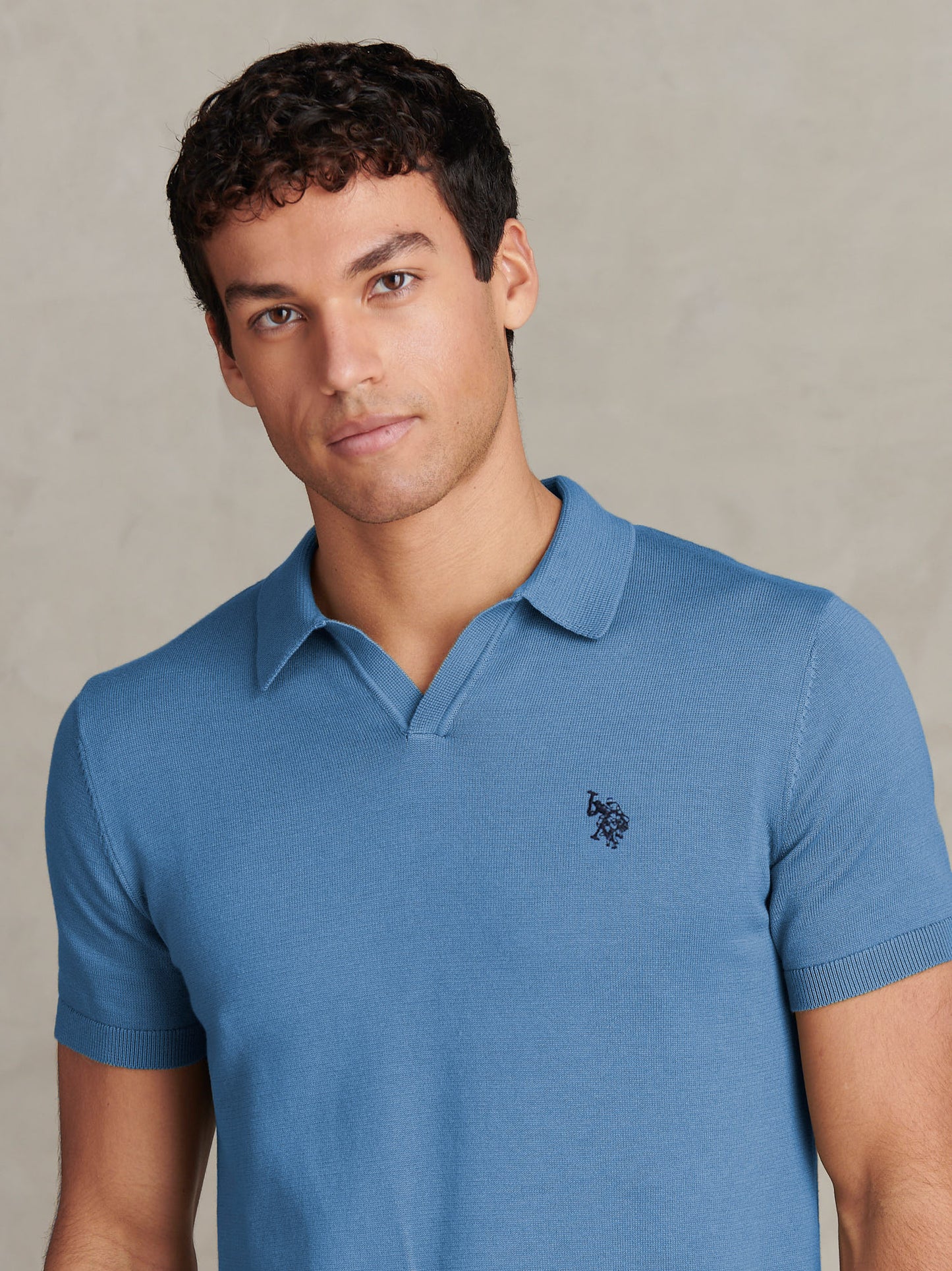 Mens Combed Cotton Double Horsemen Revere Polo Shirt Sea Spray
