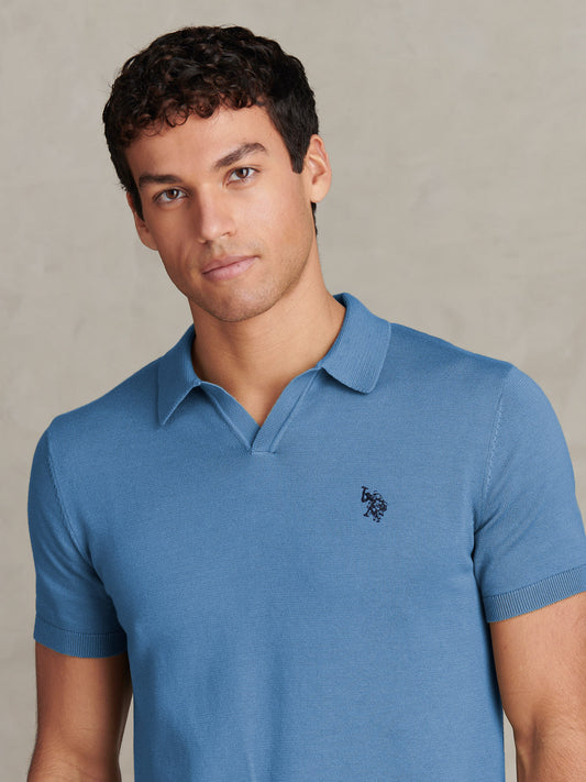 Mens Combed Cotton Double Horsemen Revere Polo Shirt Sea Spray