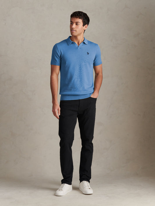 Mens Combed Cotton Double Horsemen Revere Polo Shirt Sea Spray