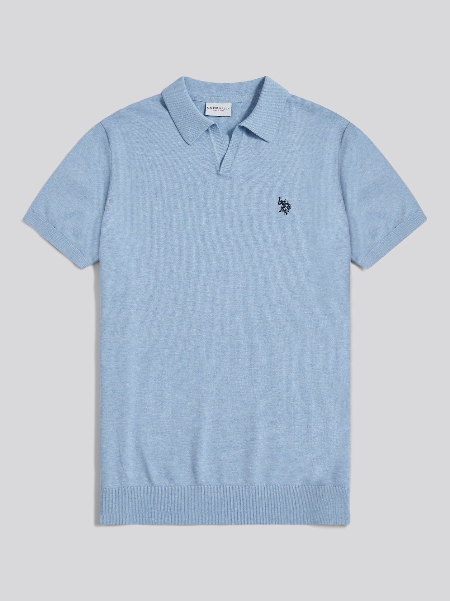 Mens Combed Cotton Double Horsemen Revere Polo Shirt Parisian Blue Marl