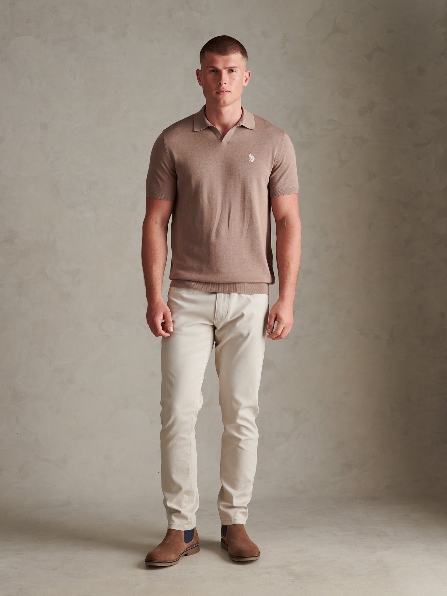 Mens Combed Cotton Double Horsemen Revere Polo Shirt Cinder