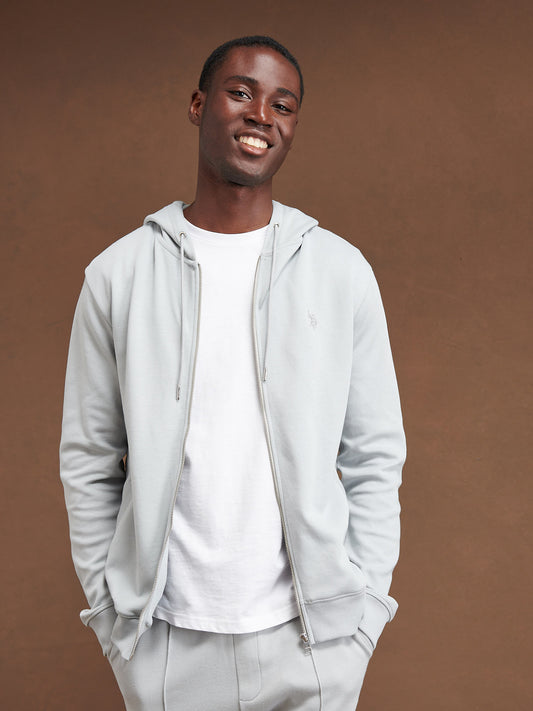 Mens Double Horsemen Zip Hoodie in High Rise