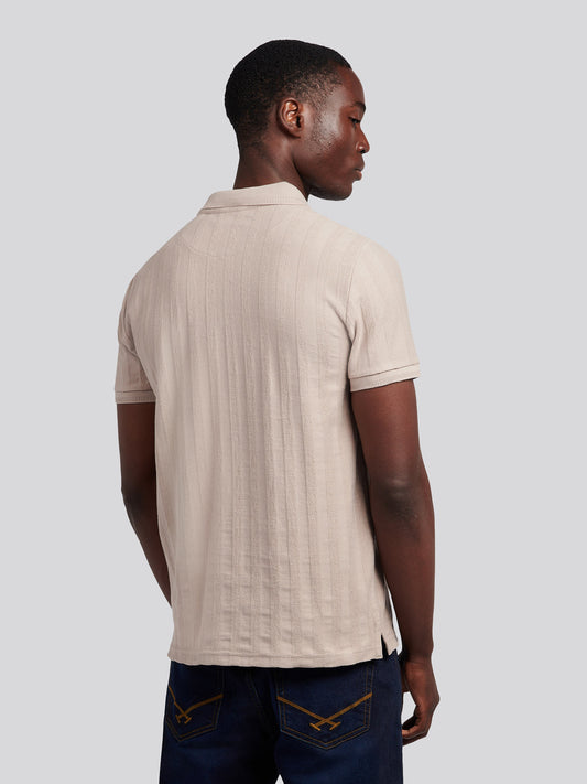 Mens Vertical Stripe Texture Polo Shirt in Atmosphere