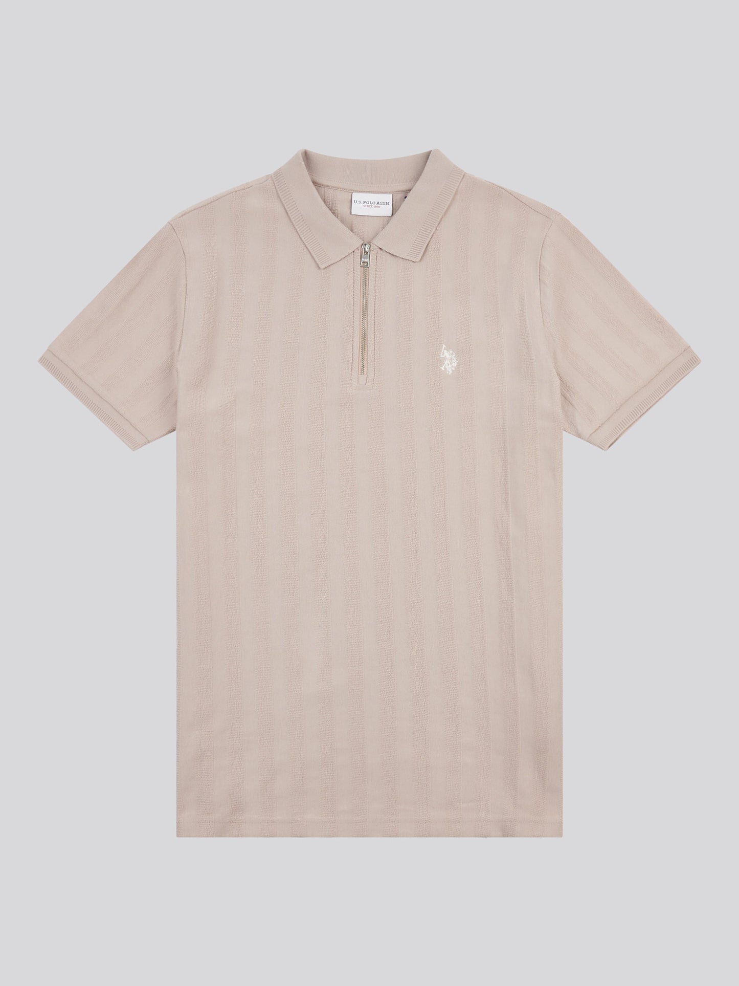 Mens Vertical Stripe Texture Polo Shirt in Atmosphere
