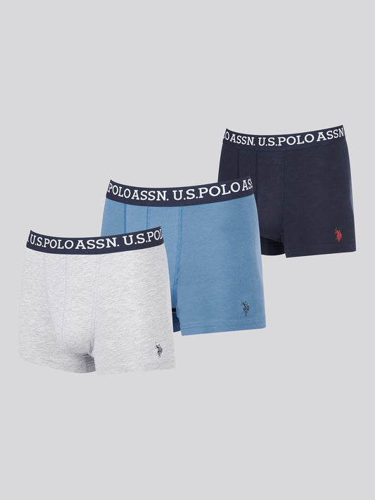 Mens 3 Pack Multi Boxer Shorts in Blue Horizon