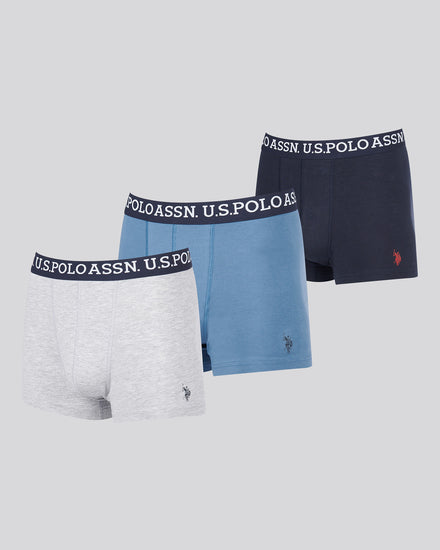 Mens 3 Pack Multi Boxer Shorts in Blue Horizon