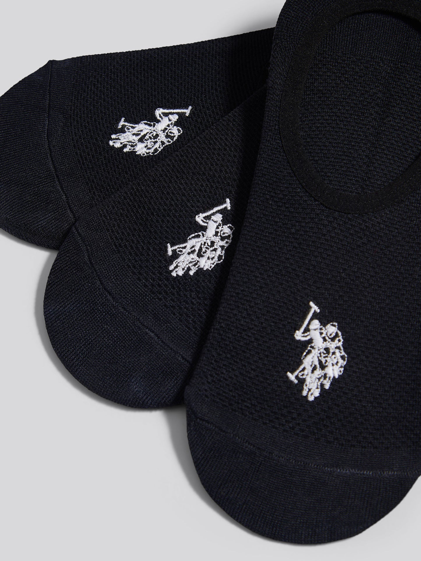 Mens 3 Pack Invisible Trainer Socks in Black Bright White DHM