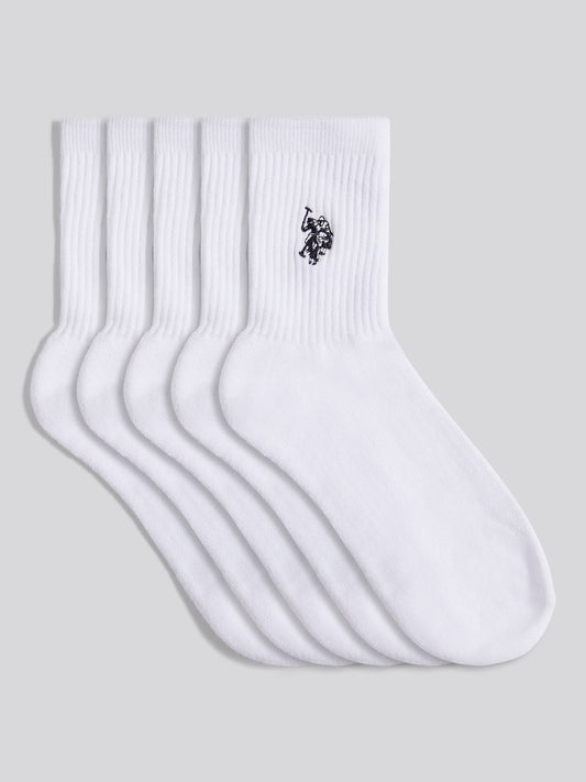 Mens 3 Pack Quarter Sports Sock in Bright White