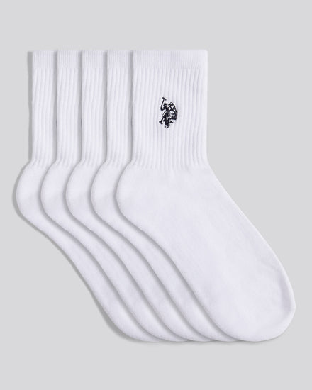 Mens 3 Pack Quarter Sports Sock in Bright White