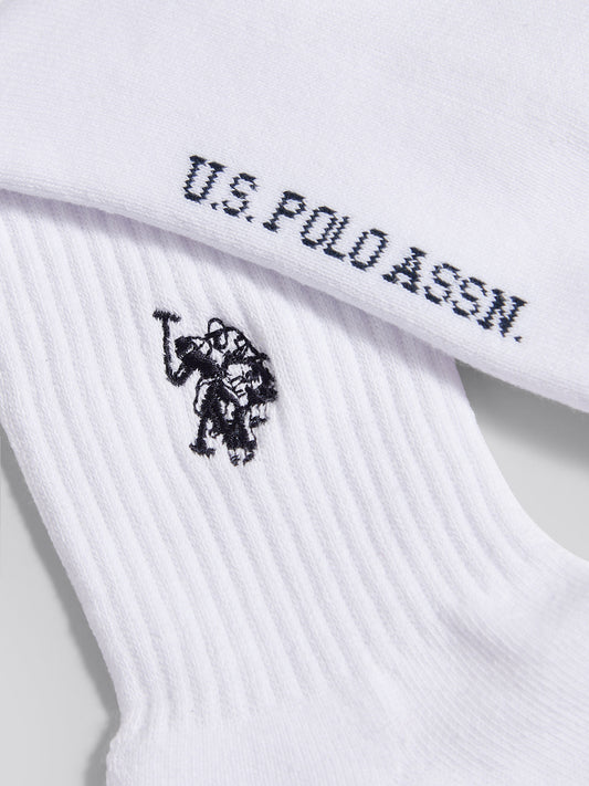 Mens 3 Pack Quarter Sports Sock in Bright White