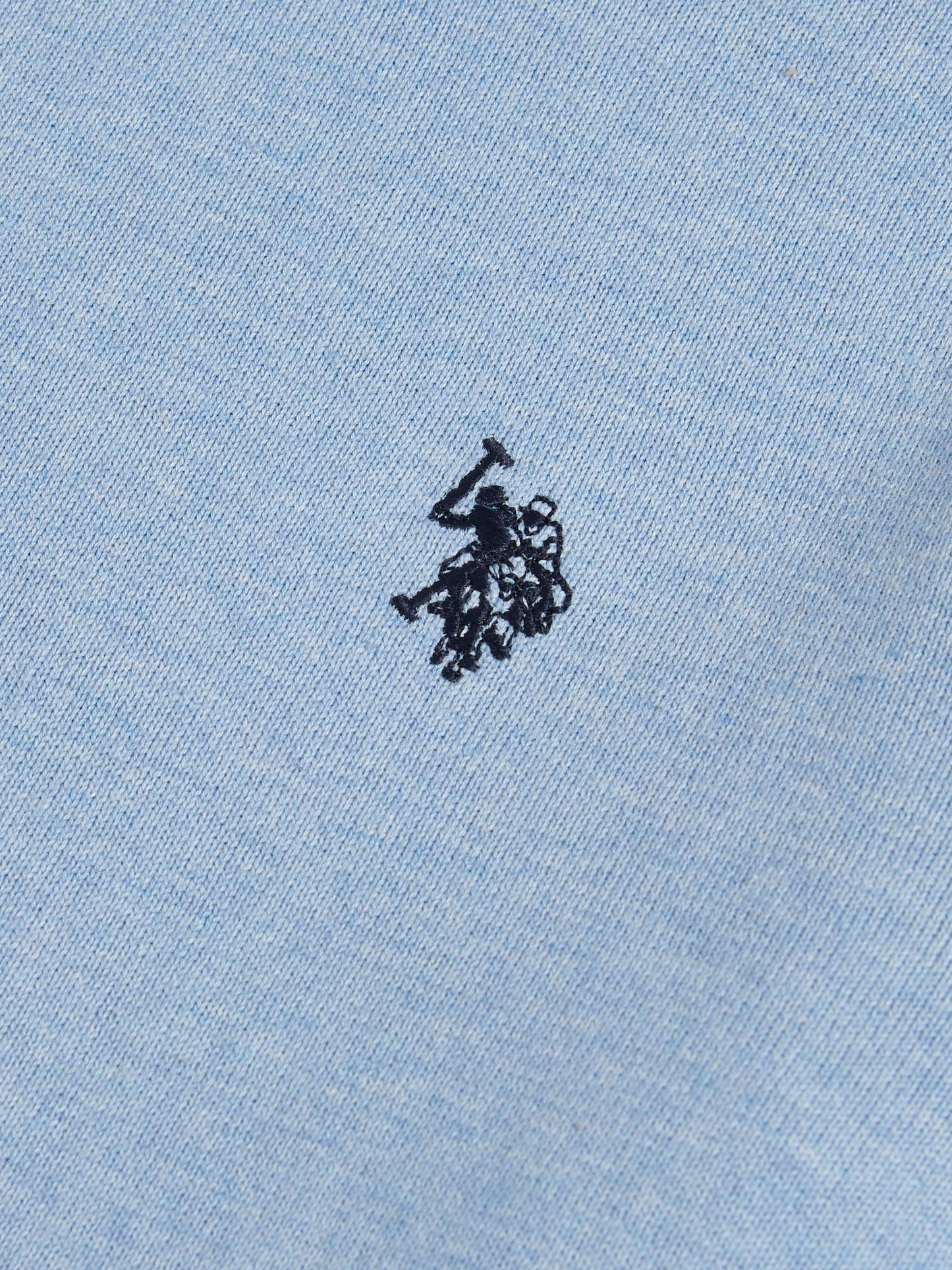 Mens Double Horsemen Cotton Knit Crew Jumper Parisian Blue Marl