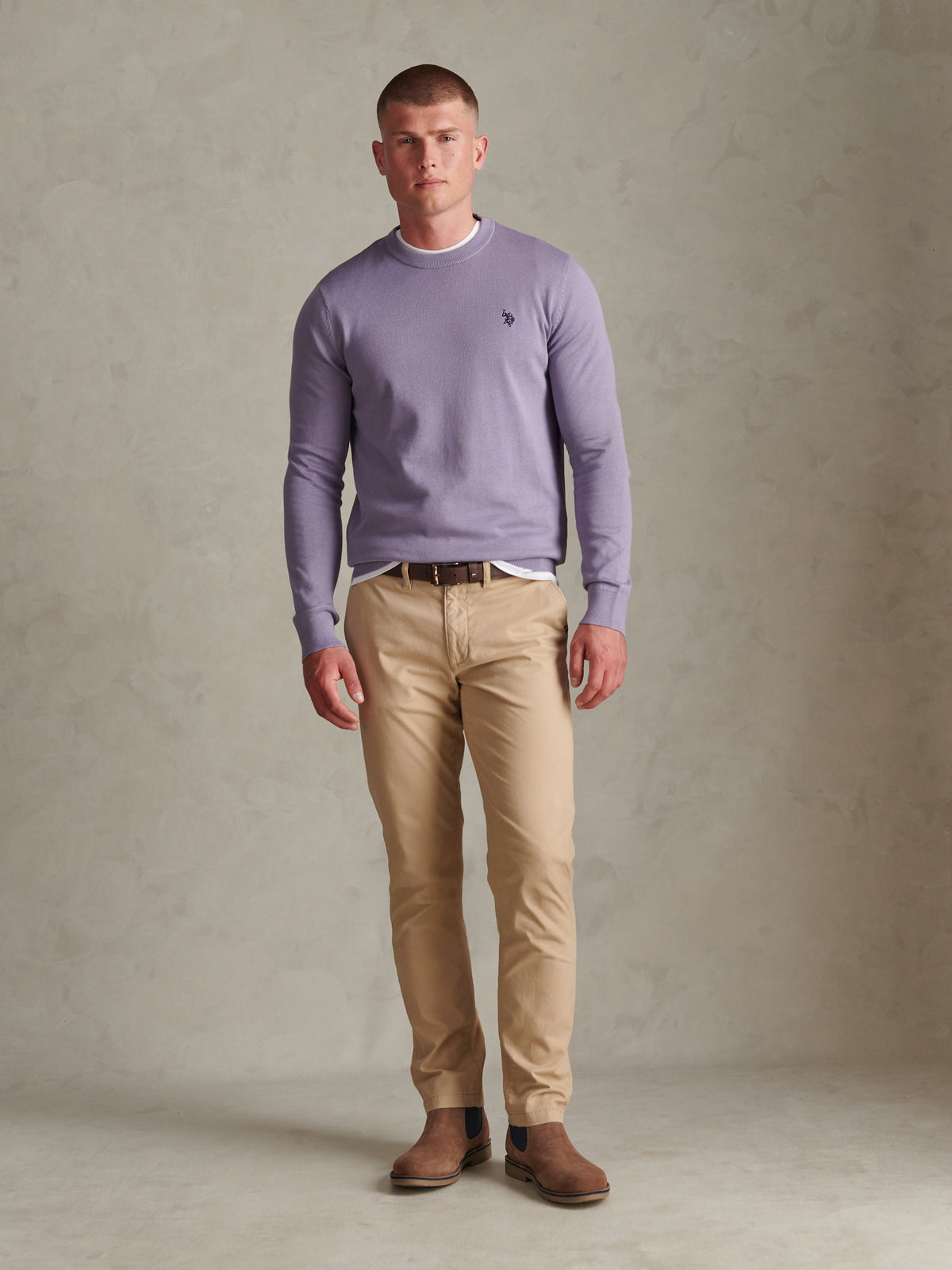 Mens Double Horsemen Cotton Knit Crew