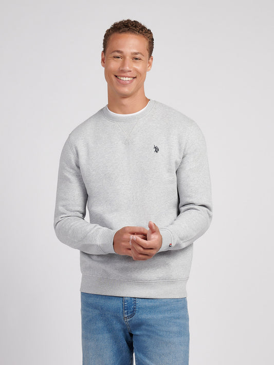 Mens Double Horsemen Crew Mid Grey Marl