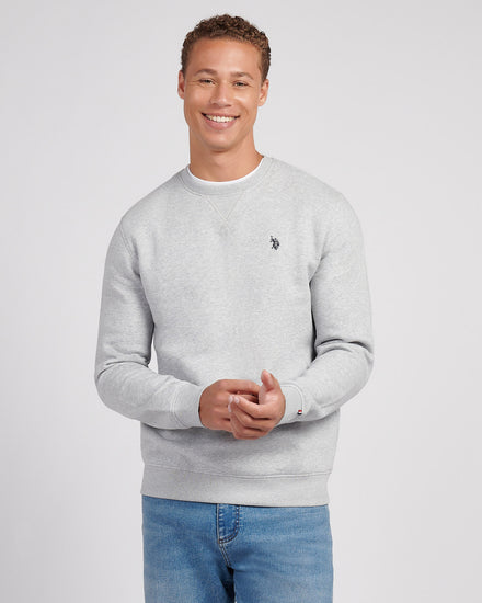 Mens Double Horsemen Crew Mid Grey Marl