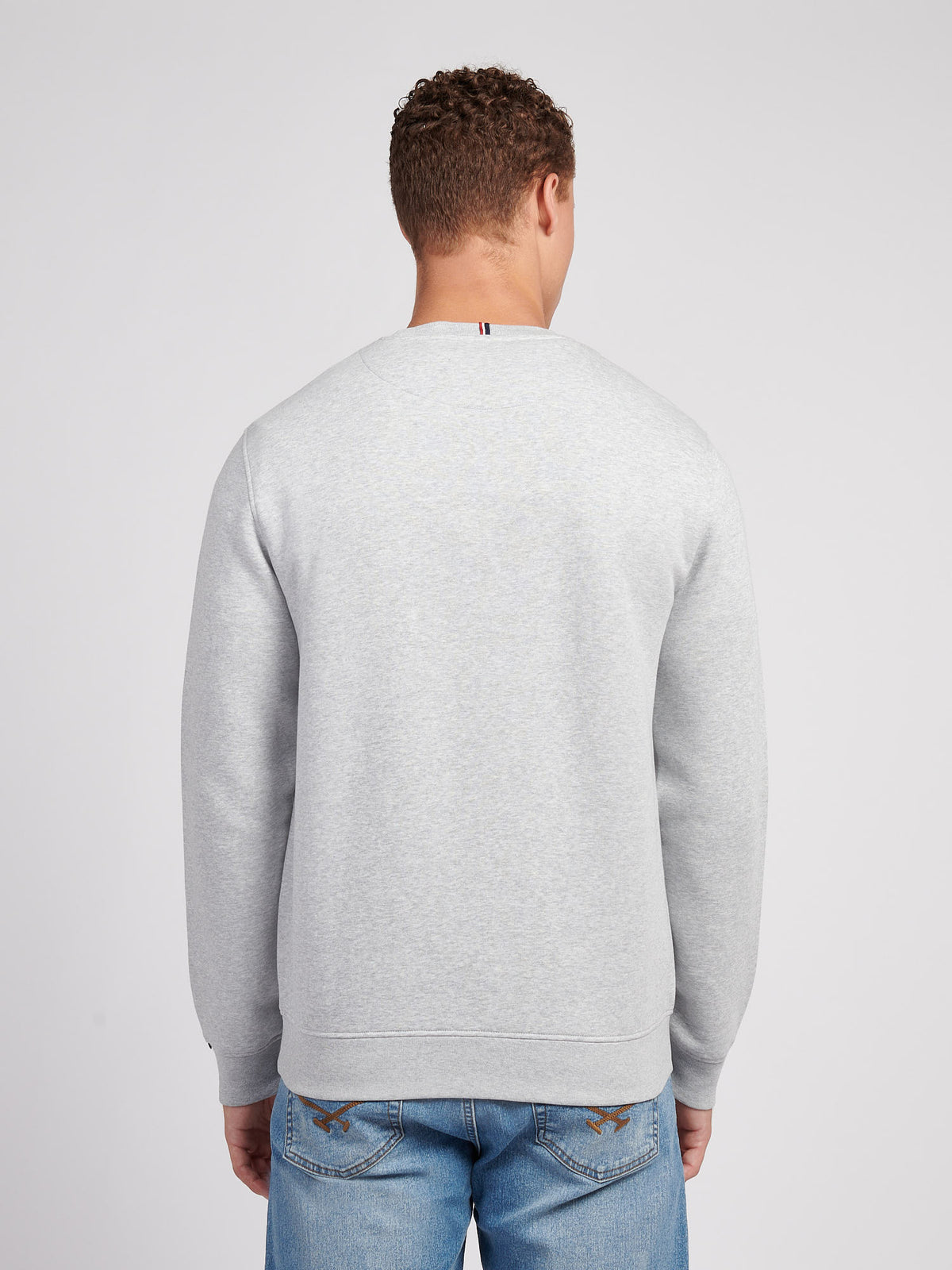 Mens Double Horsemen Crew Mid Grey Marl