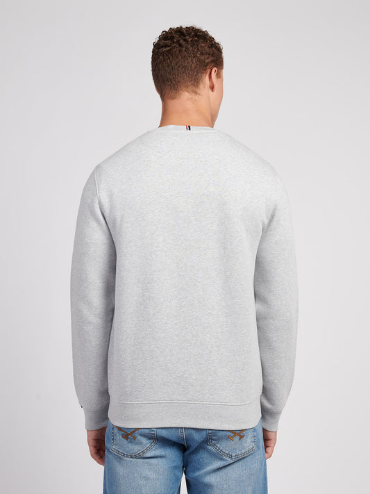 Mens Double Horsemen Crew Mid Grey Marl
