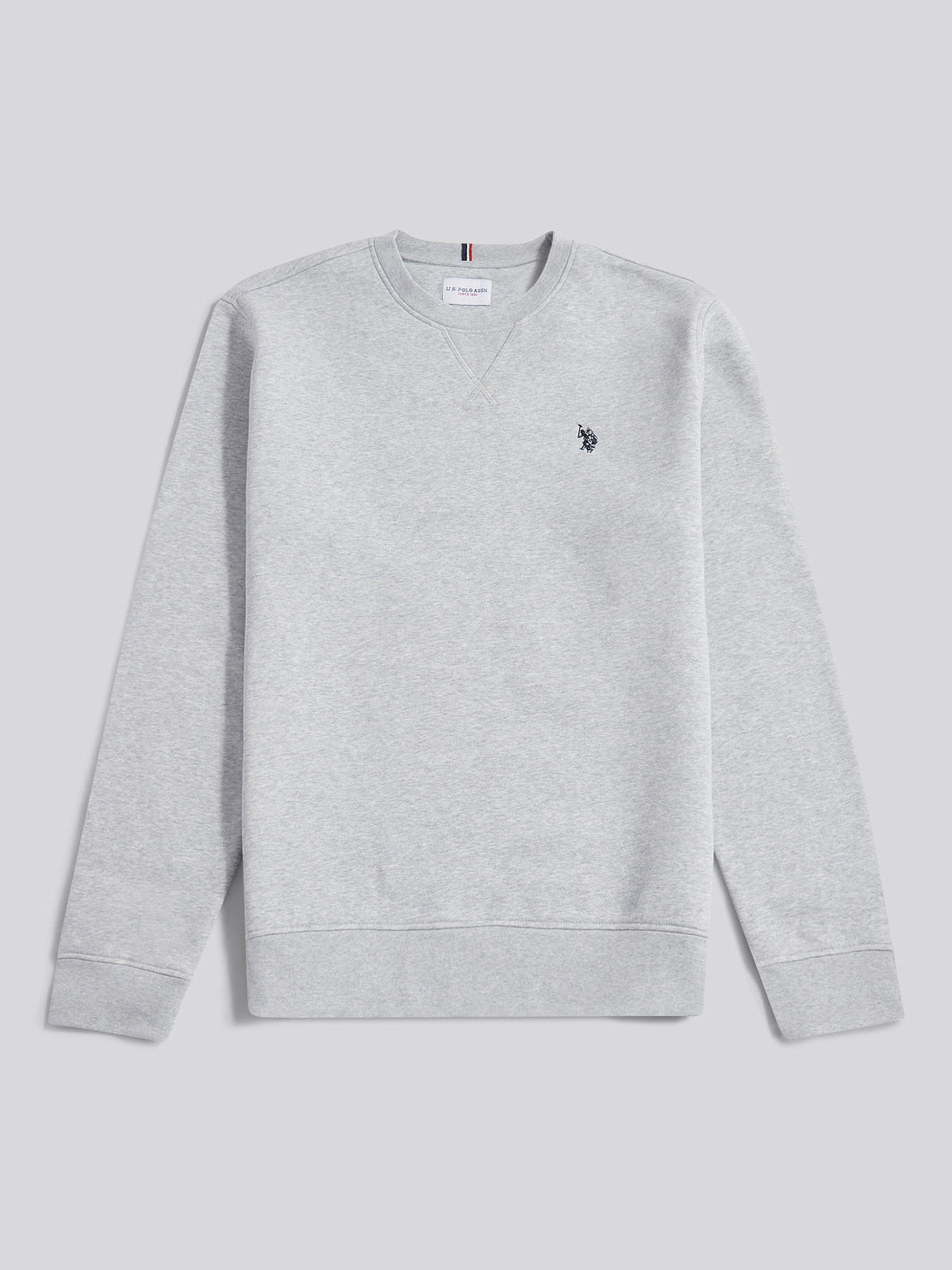 Mens Double Horsemen Crew Mid Grey Marl