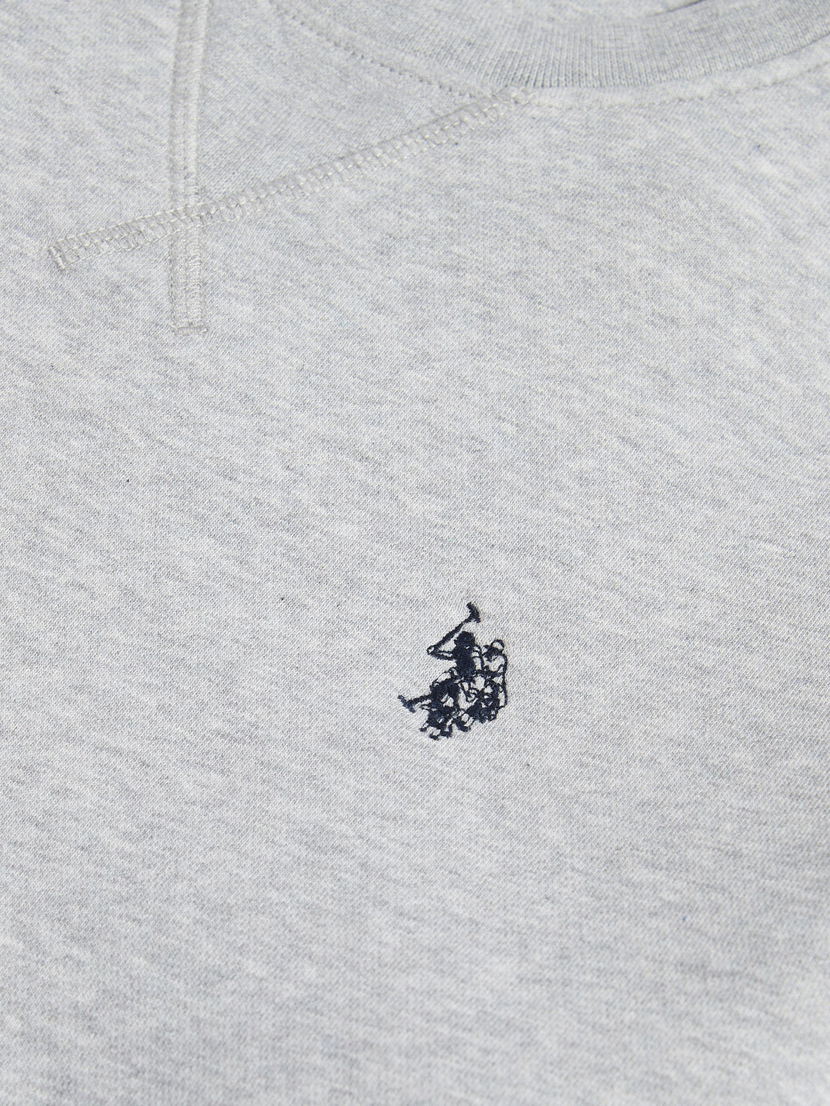 Mens Double Horsemen Crew Mid Grey Marl
