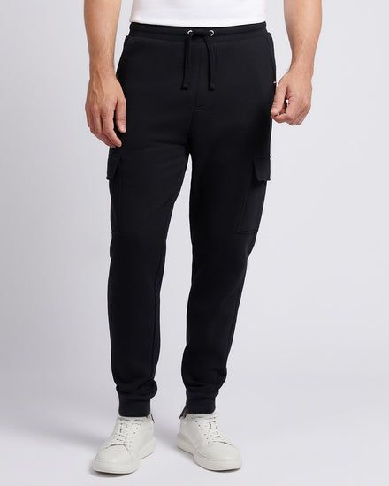 Mens Double Horsemen Cargo Sweat Jogger in Black