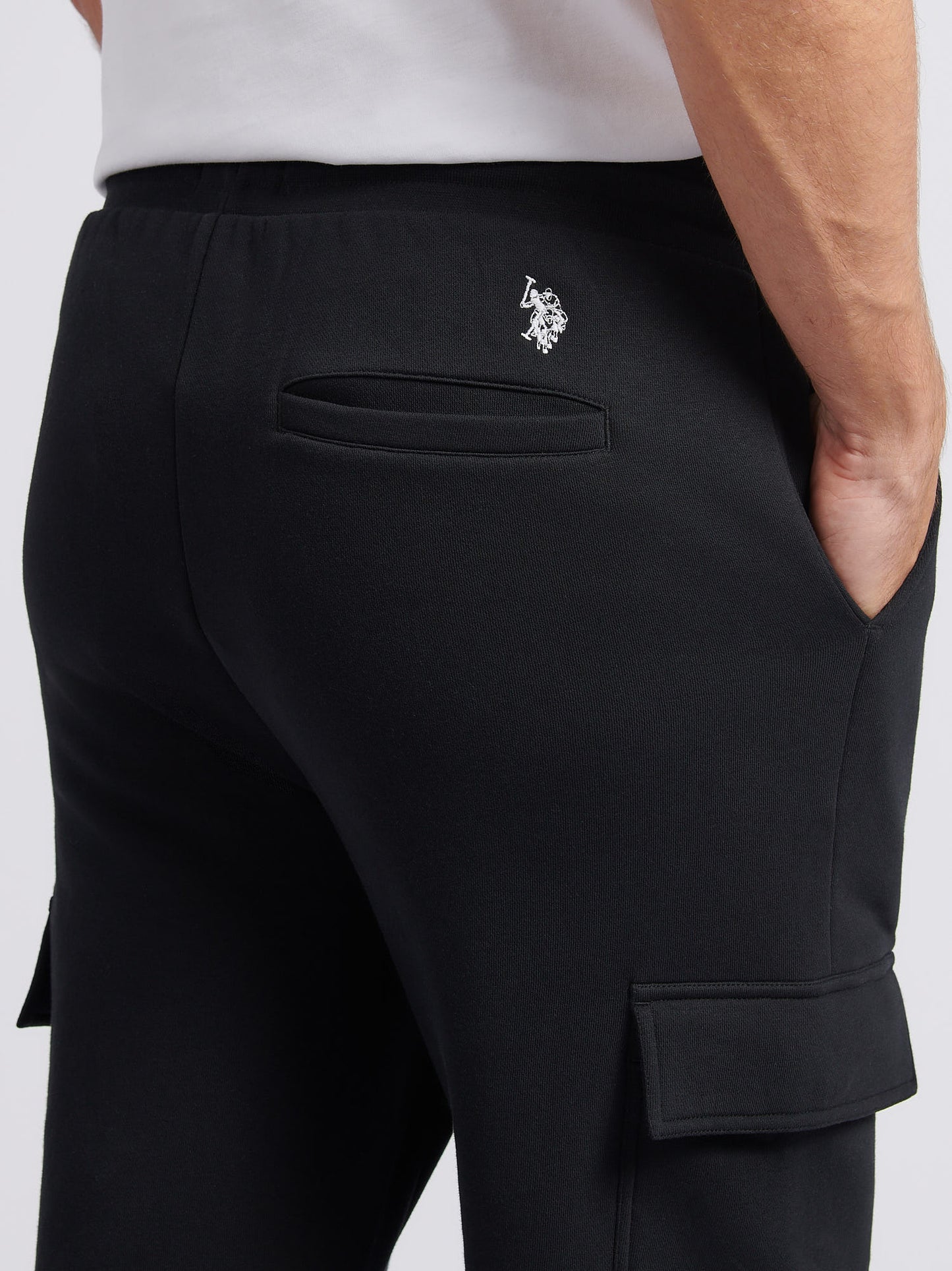 Mens Double Horsemen Cargo Sweat Jogger in Black