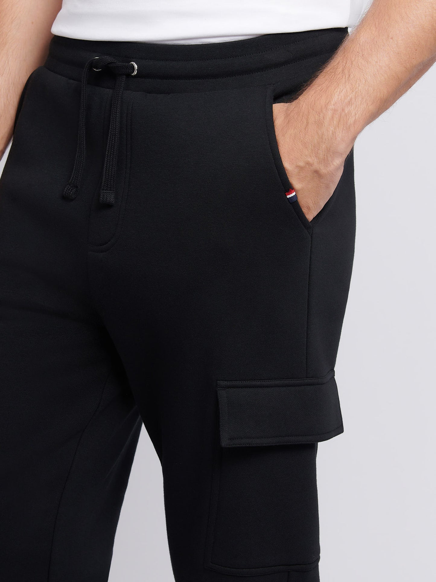 Mens Double Horsemen Cargo Sweat Jogger in Black