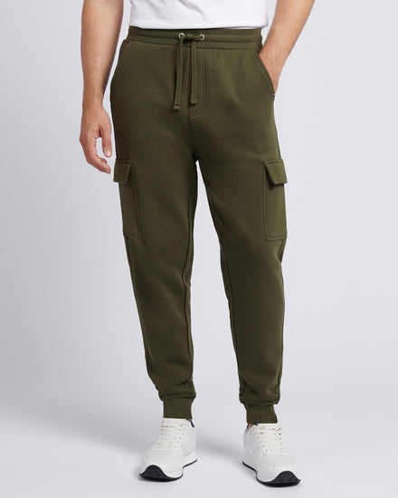 Mens Double Horsemen Cargo Sweat Jogger in Forest Night
