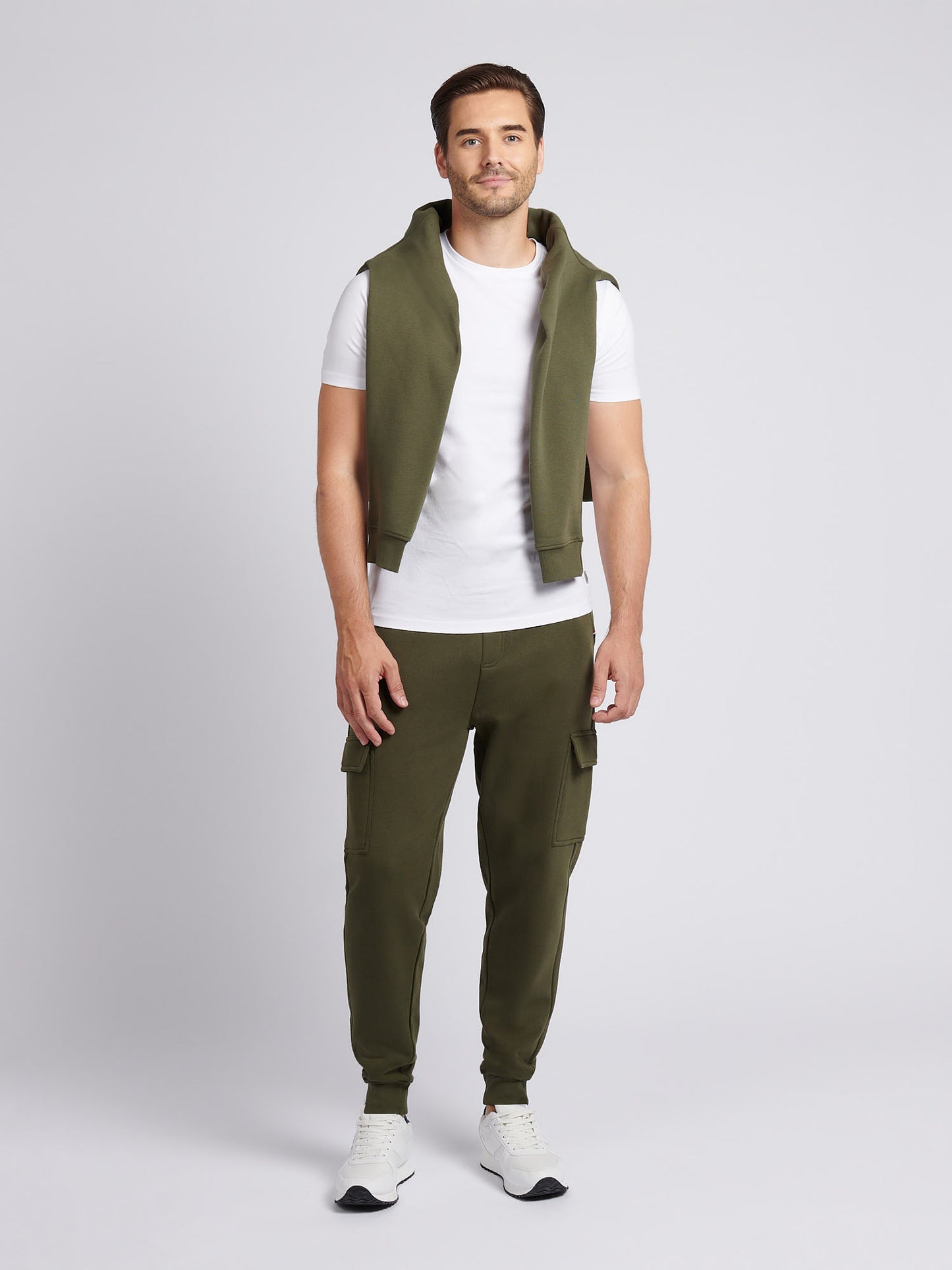 Mens Double Horsemen Cargo Sweat Jogger in Forest Night
