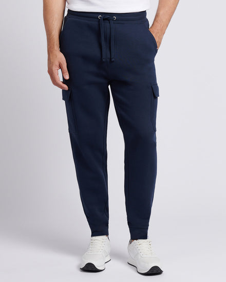 Mens Double Horsemen Cargo Sweat Jogger in Dark Sapphire Navy / Moonlight Blue DHM
