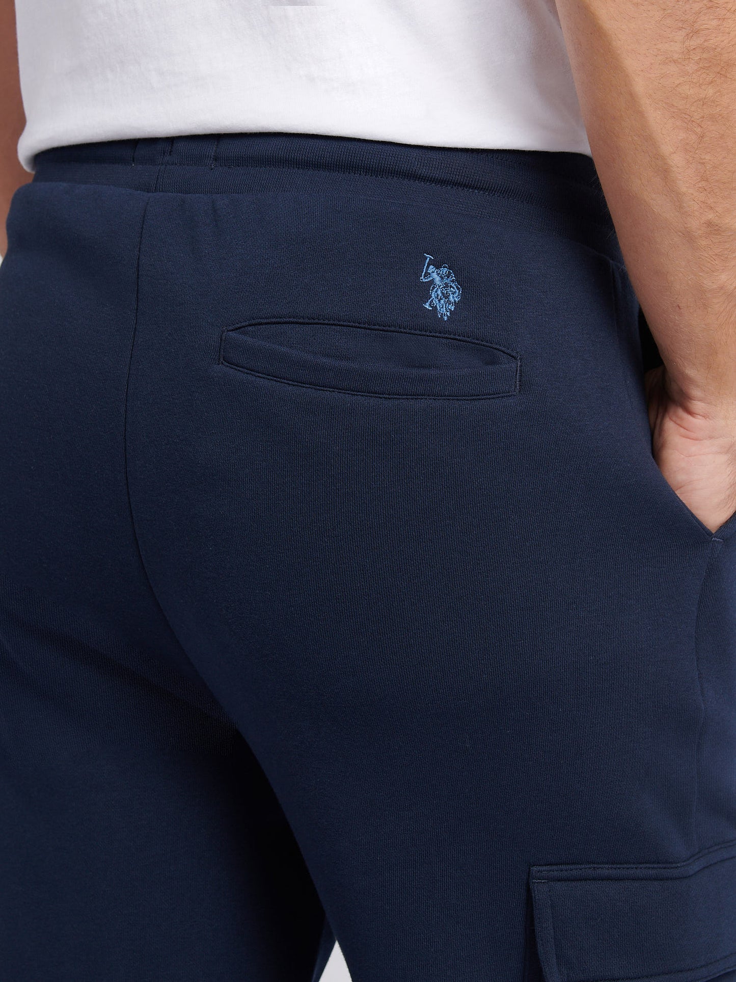 Mens Double Horsemen Cargo Sweat Jogger in Dark Sapphire Navy / Moonlight Blue DHM