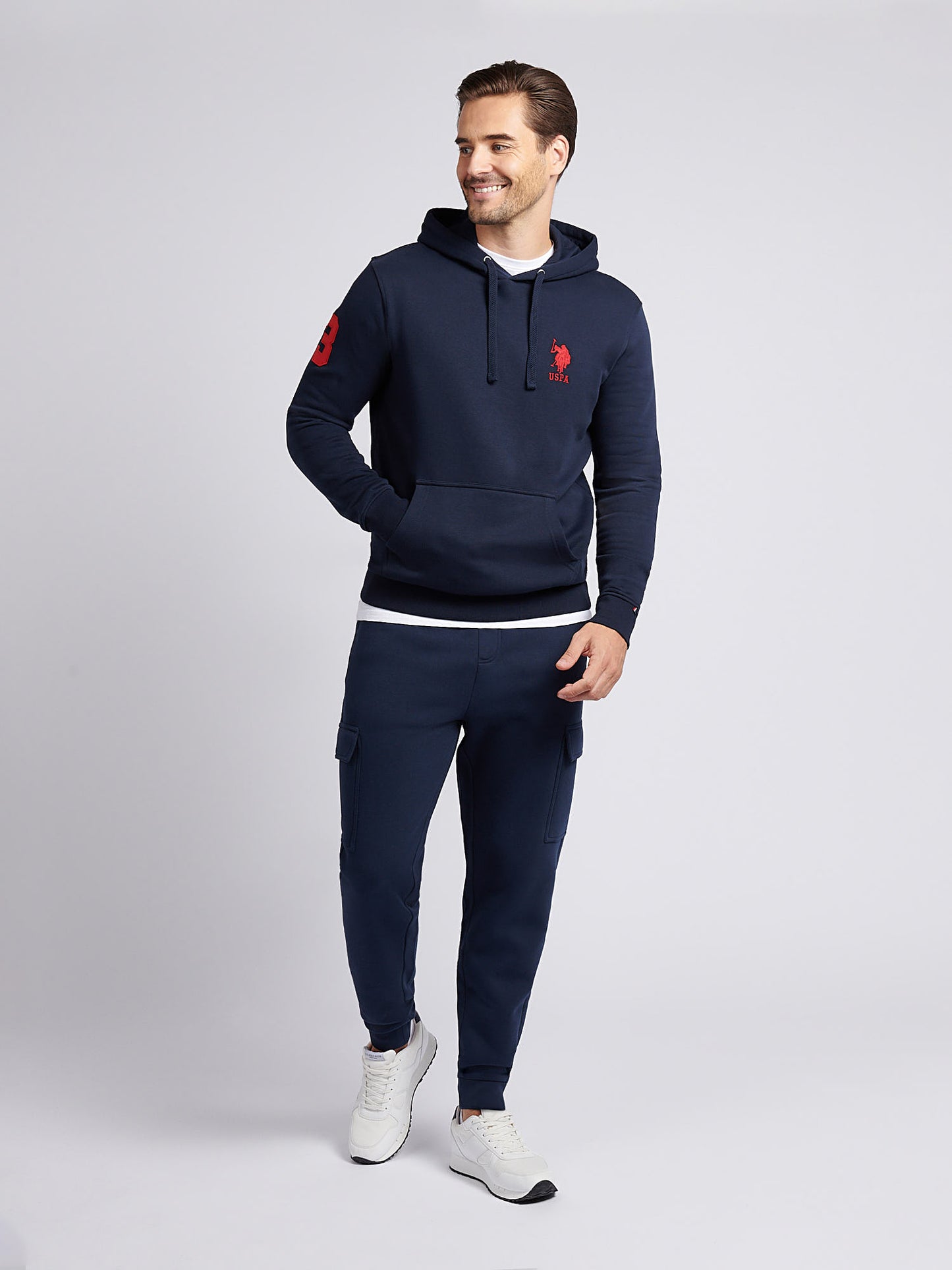 Mens Double Horsemen Cargo Sweat Jogger in Dark Sapphire Navy / Moonlight Blue DHM