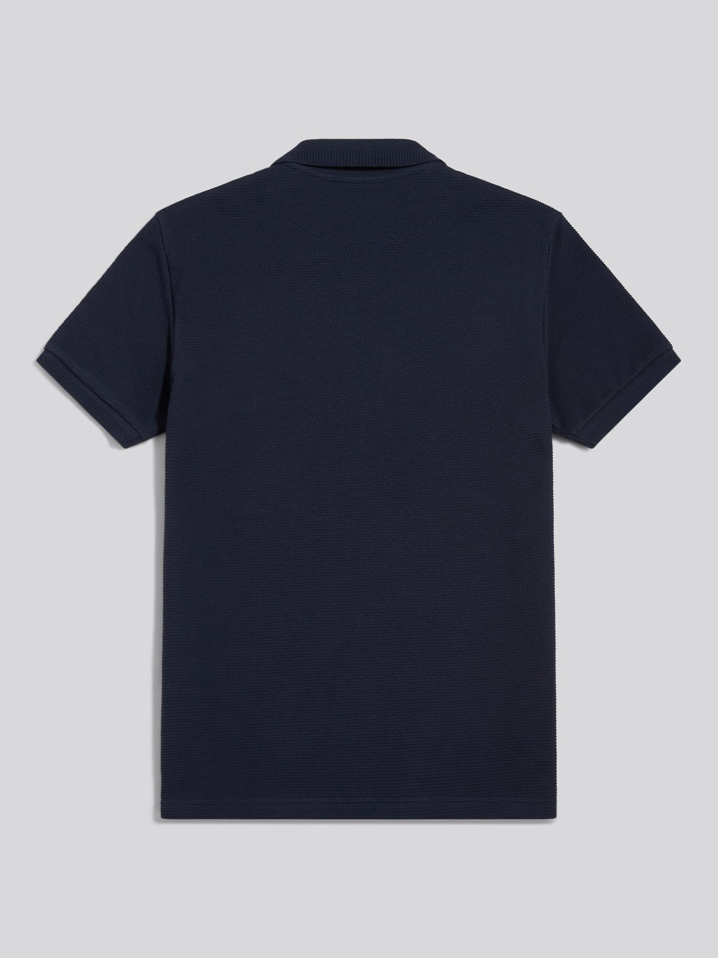 Mens Popcorn Texture Zip Polo Shirt Dark Sapphire Navy