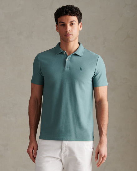 Mens Herringbone Collar Polo Shirt Arctic