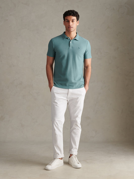 Mens Herringbone Collar Polo Shirt Arctic
