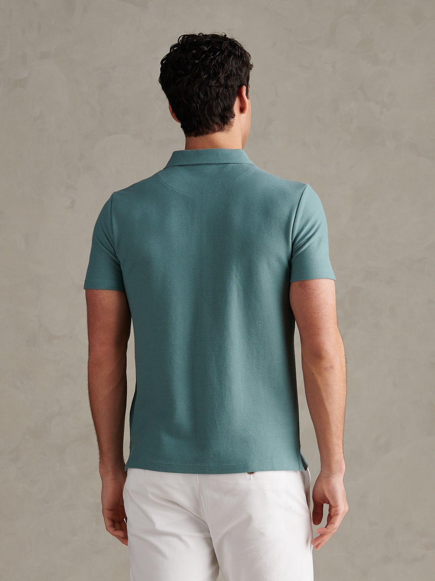 Mens Herringbone Collar Polo Shirt Arctic