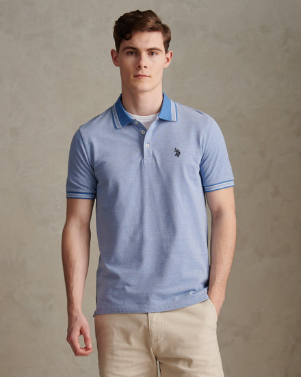 Mens Two Tone Tipped Pique Polo Shirt Riviera